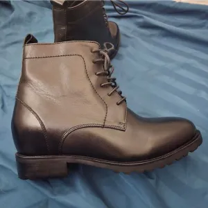Calto Mens Black Boots size 8 elevator shoes invisible height increaser shoes