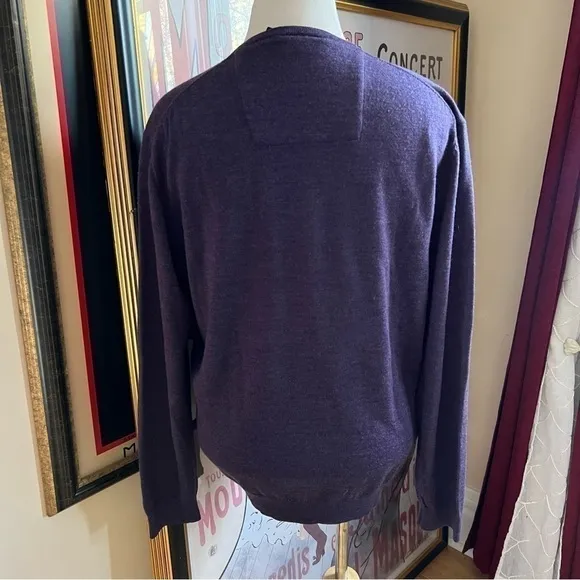 Calvin Klein 100% Extra Fine Merino Wool Royal Purple V-Neck   Sweater Size XL
