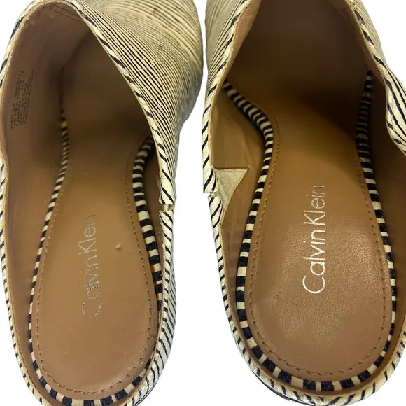 Calvin Klein Size 7 Nariss Striped High Heel Mule Shoe