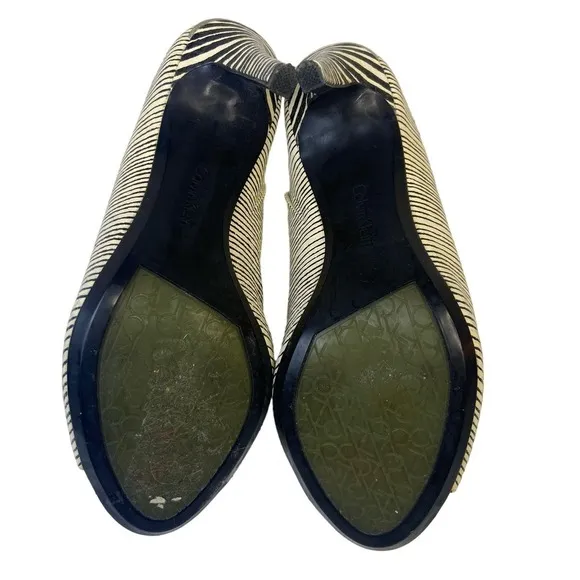 Calvin Klein Size 7 Nariss Striped High Heel Mule Shoe