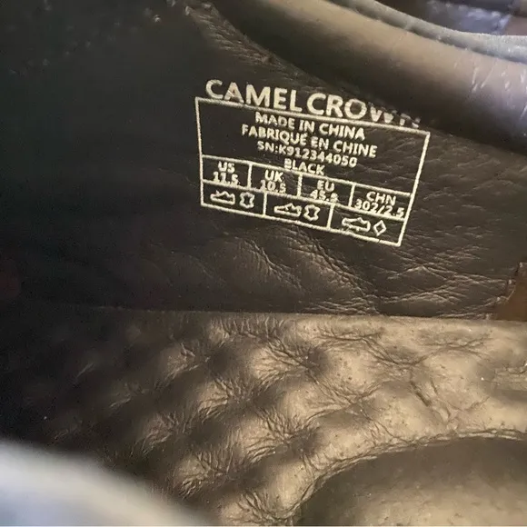 Camel Crown Slip On Black Leather Loafer Shoes