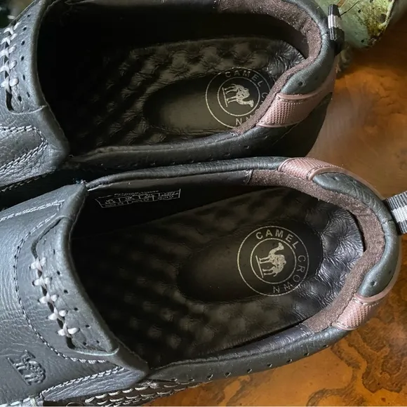 Camel Crown Slip On Black Leather Loafer Shoes