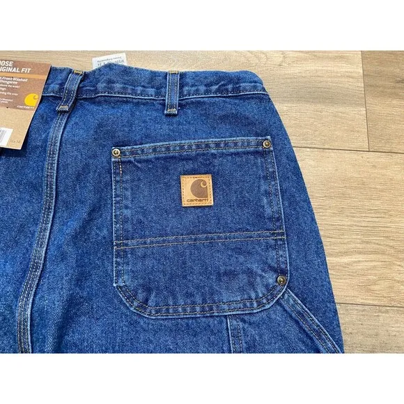 Carhartt B73 DST Mens 36X34 Double Knee Loose Fit Carpenter Blue Denim Jeans