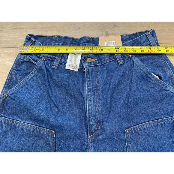 Carhartt B73 DST Mens 36X34 Double Knee Loose Fit Carpenter Blue Denim Jeans