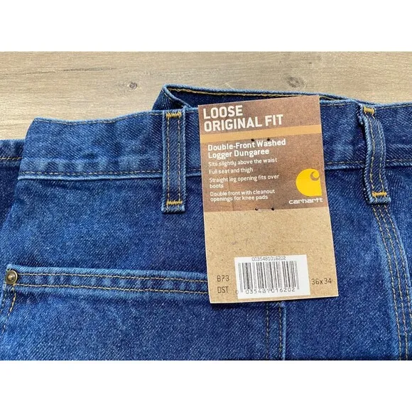 Carhartt B73 DST Mens 36X34 Double Knee Loose Fit Carpenter Blue Denim Jeans