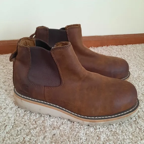 Carhartt Chelsea Steel Toe Wedge Dark Brown Leather Boots FW5233 Size 8.5