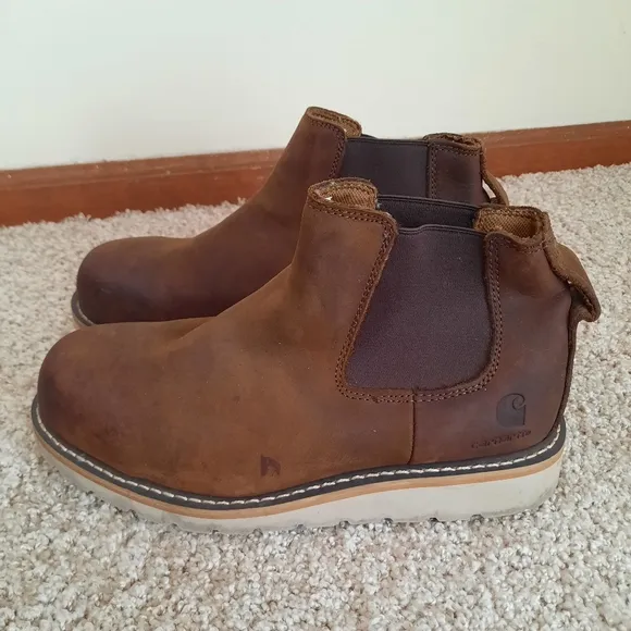 Carhartt Chelsea Steel Toe Wedge Dark Brown Leather Boots FW5233 Size 8.5