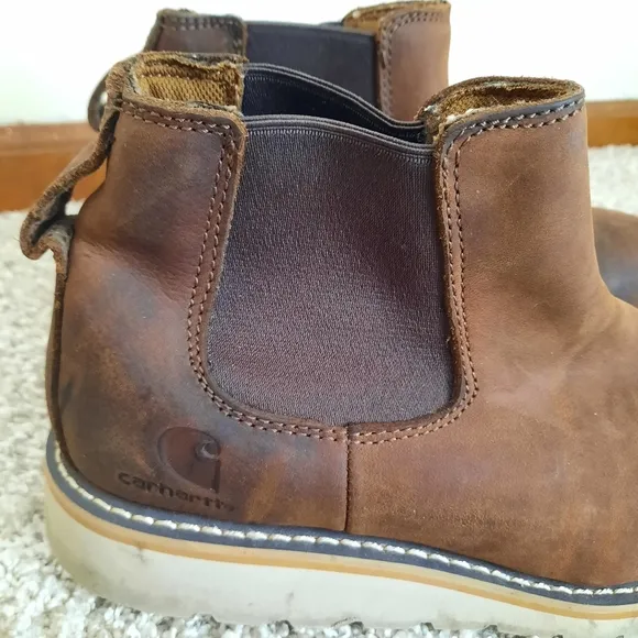 Carhartt Chelsea Steel Toe Wedge Dark Brown Leather Boots FW5233 Size 8.5