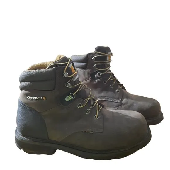 Carhartt Mens Medium Width Brown Waterproof Steel Toe Work Boots Size 10