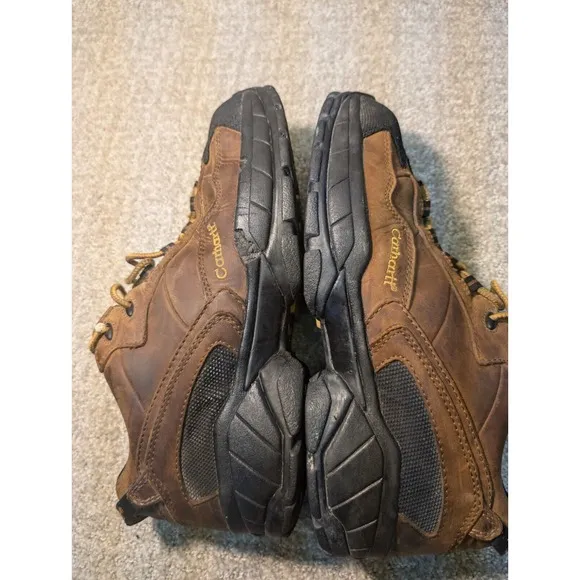 Carhartt Work Boots Mens 9.5 Steel Toe Safety Shoes Brown Leather Vintage