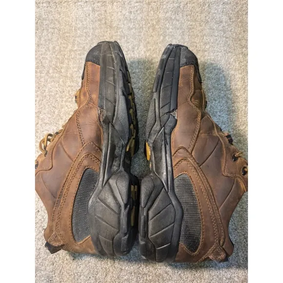 Carhartt Work Boots Mens 9.5 Steel Toe Safety Shoes Brown Leather Vintage