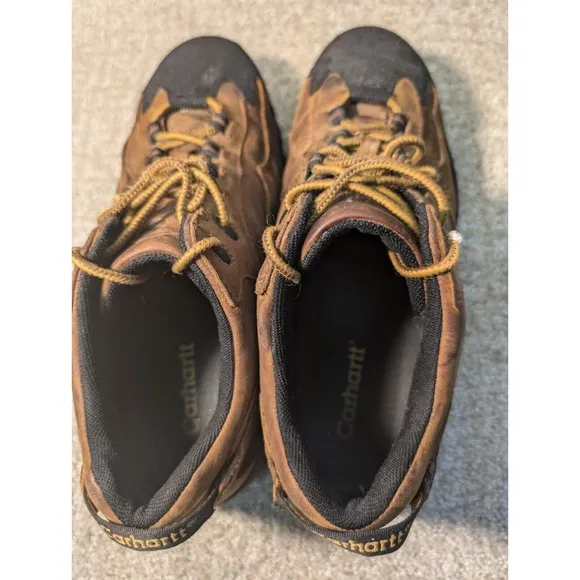 Carhartt Work Boots Mens 9.5 Steel Toe Safety Shoes Brown Leather Vintage