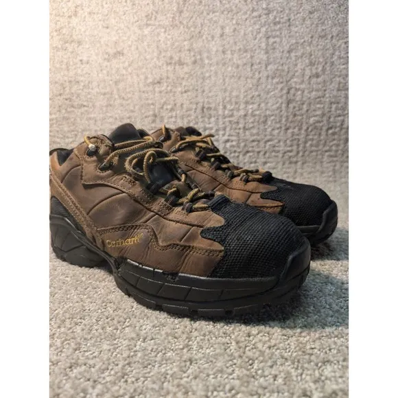 Carhartt Work Boots Mens 9.5 Steel Toe Safety Shoes Brown Leather Vintage