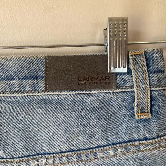 Carmar Distressed Zip-Up Denim Miniskirt size 27