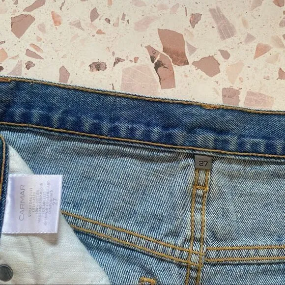 Carmar Distressed Zip-Up Denim Miniskirt size 27