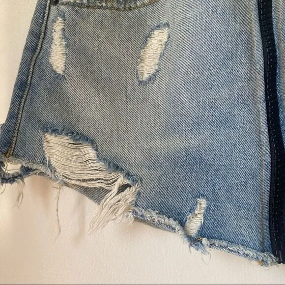 Carmar Distressed Zip-Up Denim Miniskirt size 27