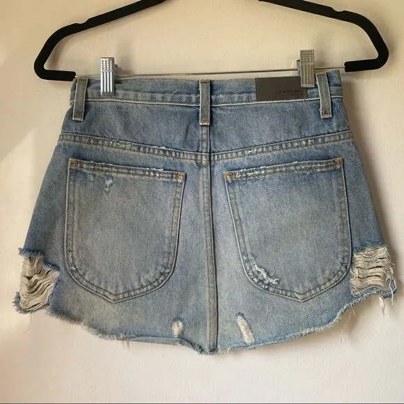 Carmar Distressed Zip-Up Denim Miniskirt size 27