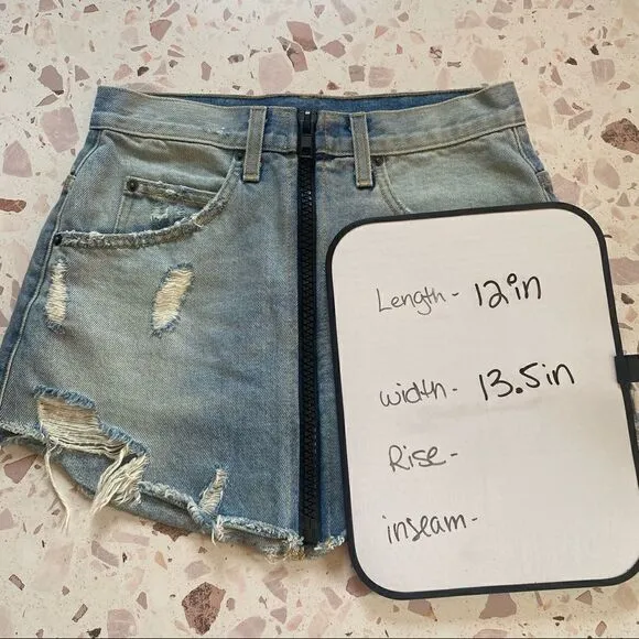 Carmar Distressed Zip-Up Denim Miniskirt size 27