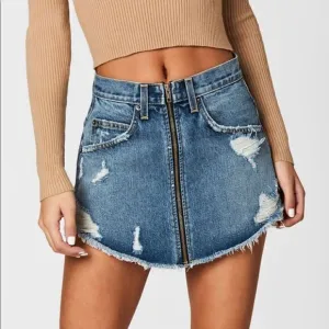 Carmar Distressed Zip-Up Denim Miniskirt size 27