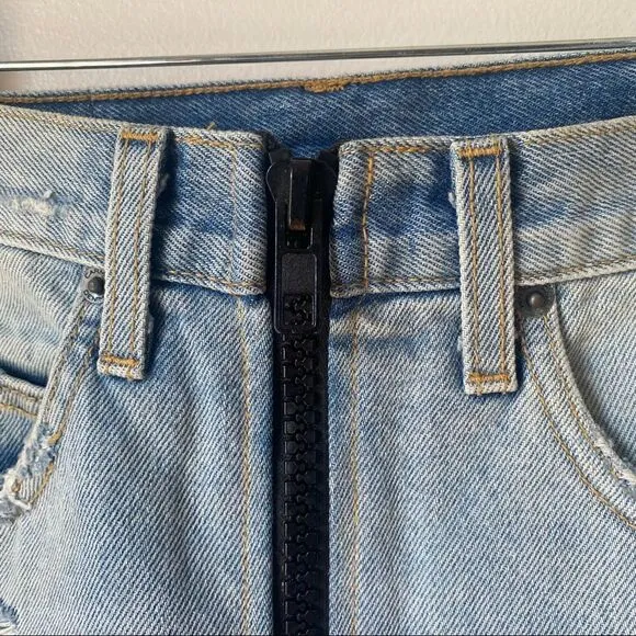 Carmar Distressed Zip-Up Denim Miniskirt size 27