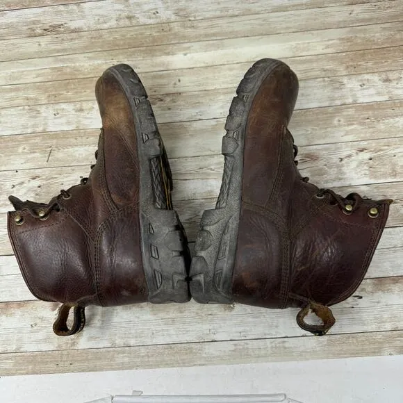 Carolina Brown Leather Oil Resistant Lace Up Steel Toe Work Boots Men's Size 9D
