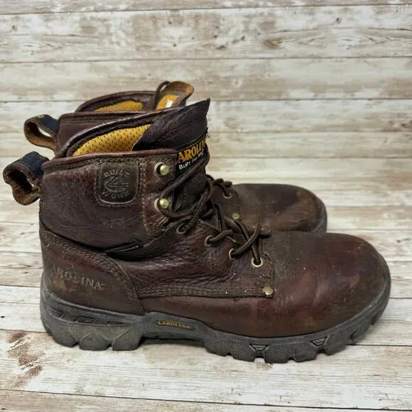 Carolina Brown Leather Oil Resistant Lace Up Steel Toe Work Boots Men's Size 9D