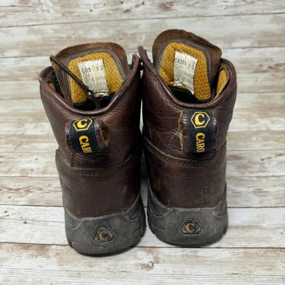 Carolina Brown Leather Oil Resistant Lace Up Steel Toe Work Boots Men's Size 9D