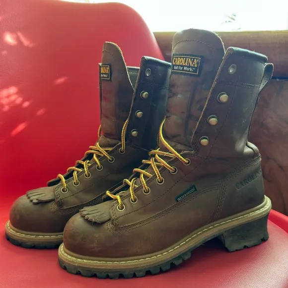 Carolina “Spruce” Boot, Waterproof Steel Toe 8” Leather Logger, US Men’s 7