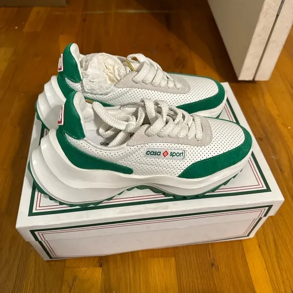Casa Sport White and Green Sneakers
