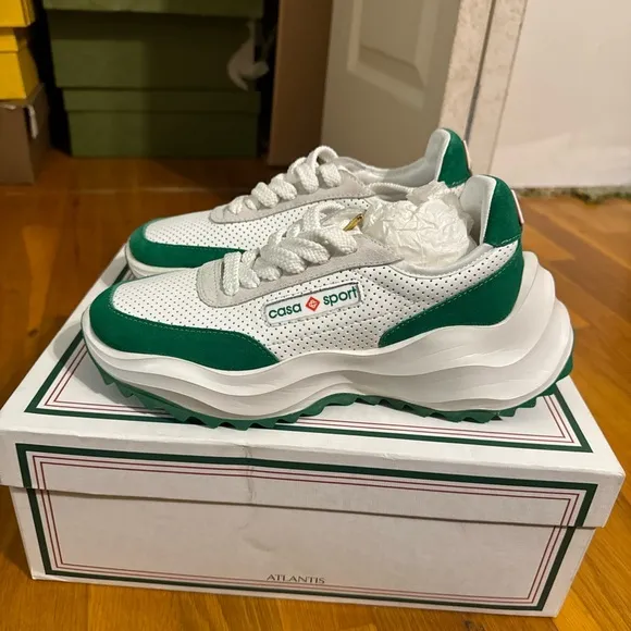 Casa Sport White and Green Sneakers