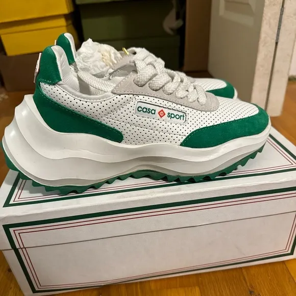 Casa Sport White and Green Sneakers