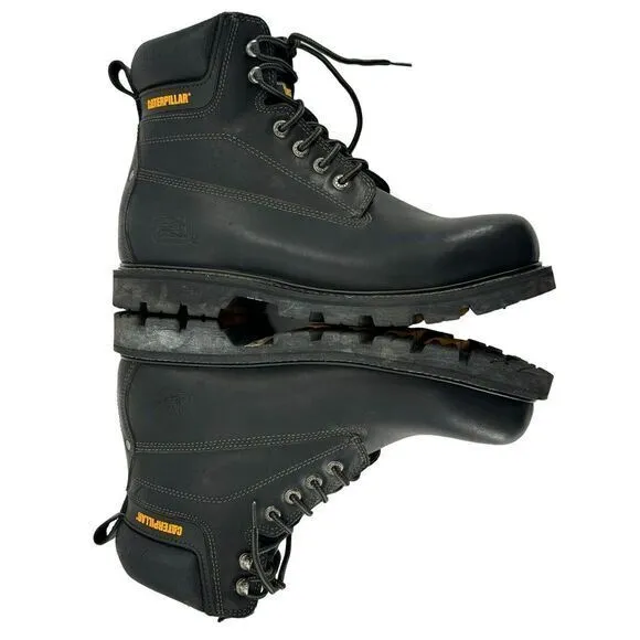 CAT Boots‎ Mens US 13 M Caterpillar Steel Toe Safety Black Leather