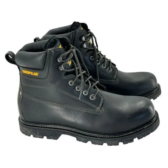 CAT Boots‎ Mens US 13 M Caterpillar Steel Toe Safety Black Leather