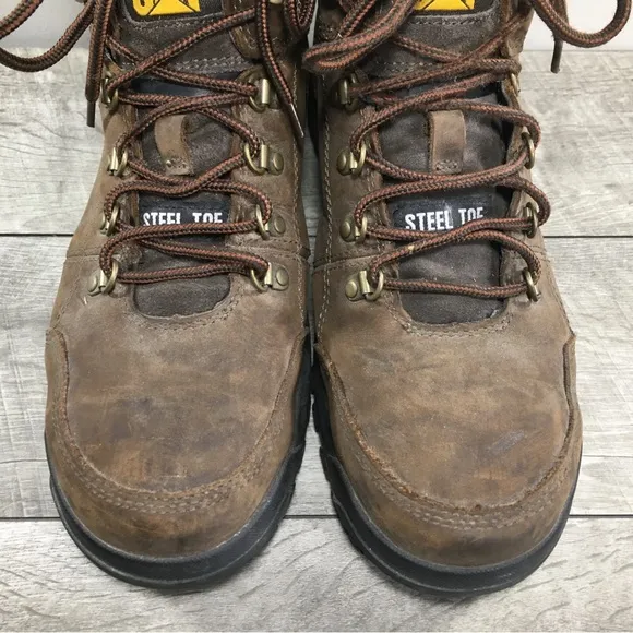 Cat Caterpillar 90803 Outline Steel Toe Work Mens Leather Boots Size 11.5 Wide