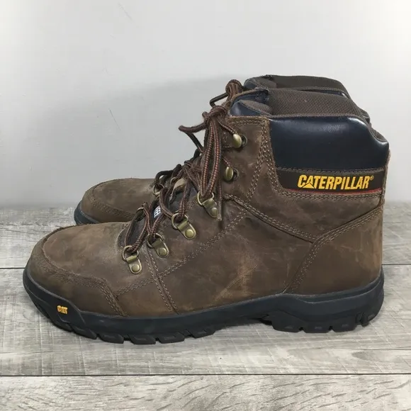 Cat Caterpillar 90803 Outline Steel Toe Work Mens Leather Boots Size 11.5 Wide