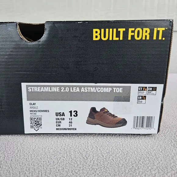 CAT Caterpillar Streamline 2.0 Leather Composite Toe Work Shoes Men SZ 13 Clay