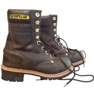 CAT Caterpillar Women’s CAROLINA STEEL TOE LOGGER BOOTS Brown Leather Lace Up