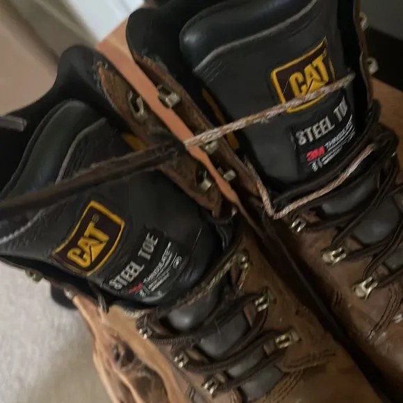 CAT Leather Steel Toe Work Boots