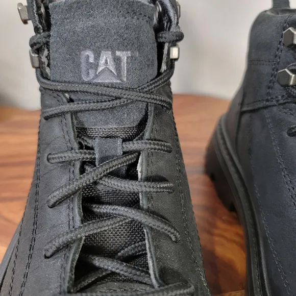 CAT Revive Tech Engineered Comfort Black Leather Boots Waterproof Men's Size 7.5