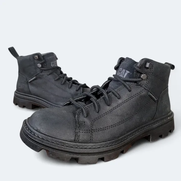 CAT Revive Tech Engineered Comfort Black Leather Boots Waterproof Men's Size 7.5