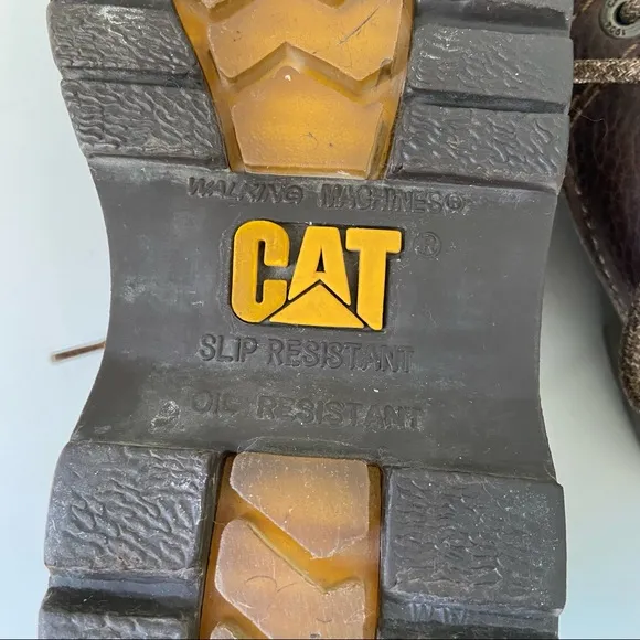 CAT Steel Toe Work Shoes Second Shift Slip &amp; Oil Resistant Restaurant Casual