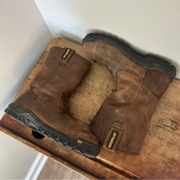 Caterpillar Brown Leather steel toe Boots, men’s sz 6