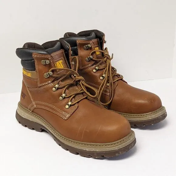 Caterpillar Fairbanks Steel Toe Work Boots, Tan Leather, Men's 11 Wide