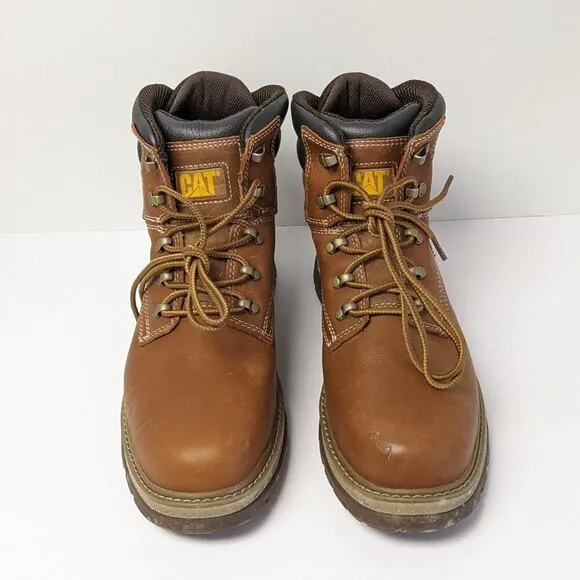 Caterpillar Fairbanks Steel Toe Work Boots, Tan Leather, Men's 11 Wide
