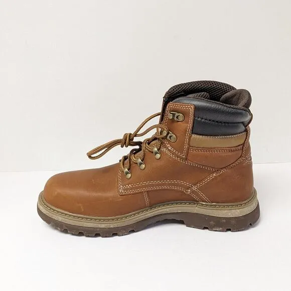 Caterpillar Fairbanks Steel Toe Work Boots, Tan Leather, Men's 11 Wide