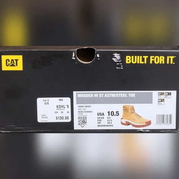 Caterpillar Men's Invader Hi Steel Toe Boots Honey Reset P91286 Size 10.5 New