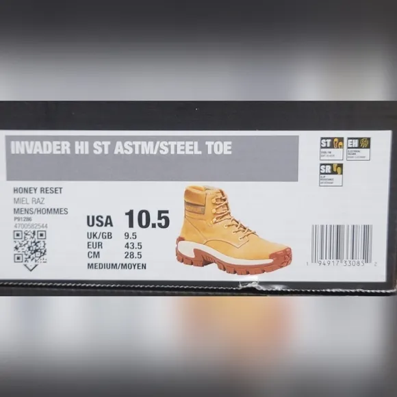 Caterpillar Men's Invader Hi Steel Toe Boots Honey Reset P91286 Size 10.5 New