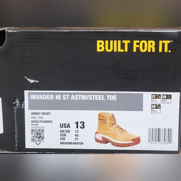 Caterpillar Men's Invader Hi Steel Toe Boots Honey Reset P91286 Size 13 New