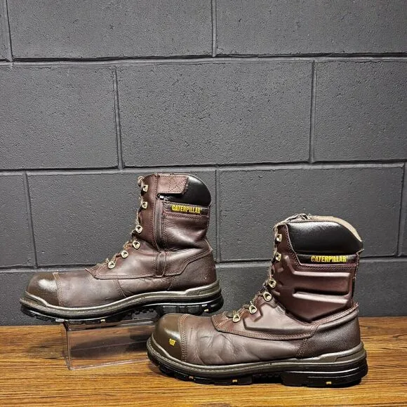 Caterpillar P90780 Brown Leather Steel Toe Work Boots Men’s 13