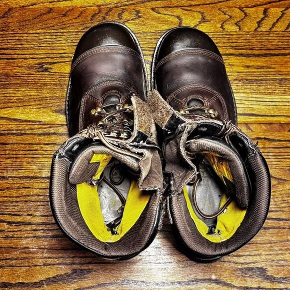 Caterpillar P90780 Brown Leather Steel Toe Work Boots Men’s 13